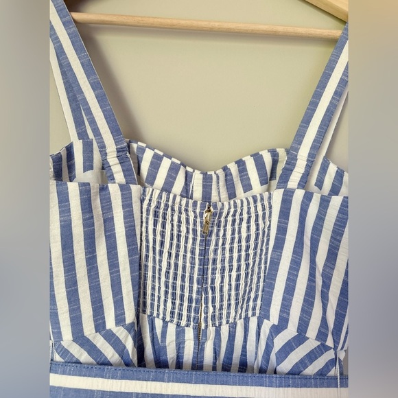 NEW Cara Cara Calypso Midi Dress Ivory Blue Striped Seersucker | US 2 UK 6 - Picture 12 of 14